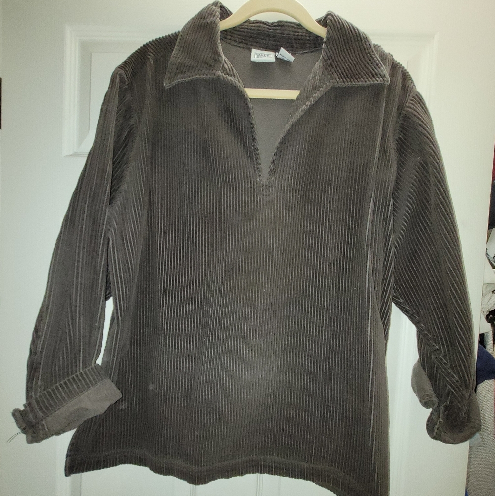 Brown Pullover Ribbed Shirt